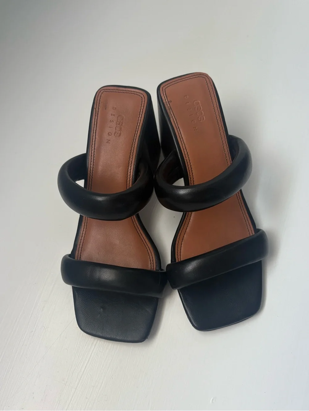 Black Padded Mid Heel Mules